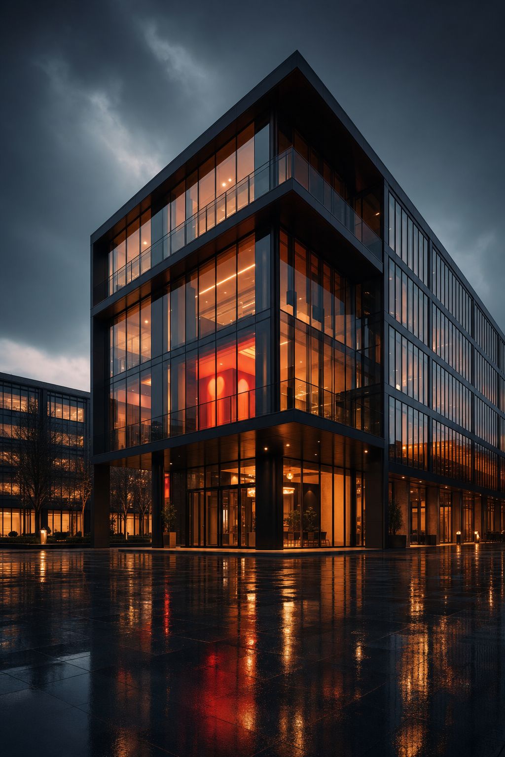 Modern vastgoedobject bij dusk